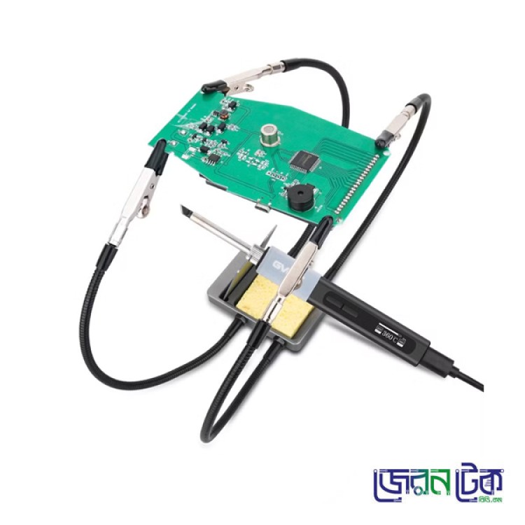 GVDA Soldering Iron Stand Holder with 4 Flexible Arms Cleaning Sponge Pads PCB Welding Repair Tool Soldering Iron Bracket