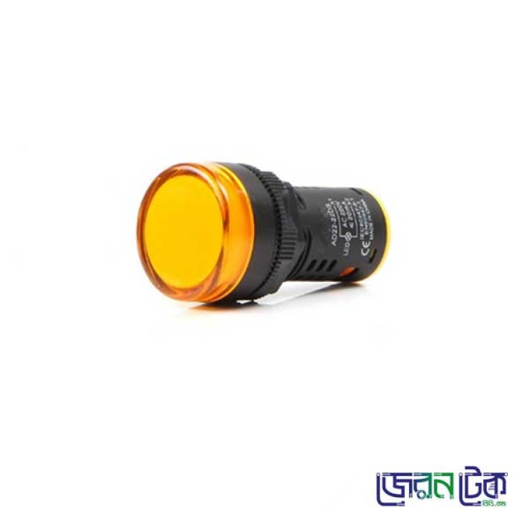 AC Indicator Pilot Lamp 22mm Round Head Yellow