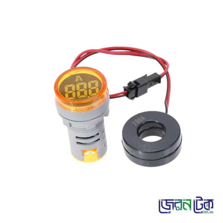 LED Indicator Pilot Lamp Light Ampere Meter 22 mm W/CT Round Shape (Yellow) Ammeter