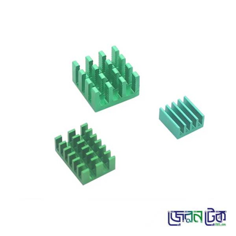 Green 3 in 1 Heat Sink Set Aluminum for Raspberry Pi 4B