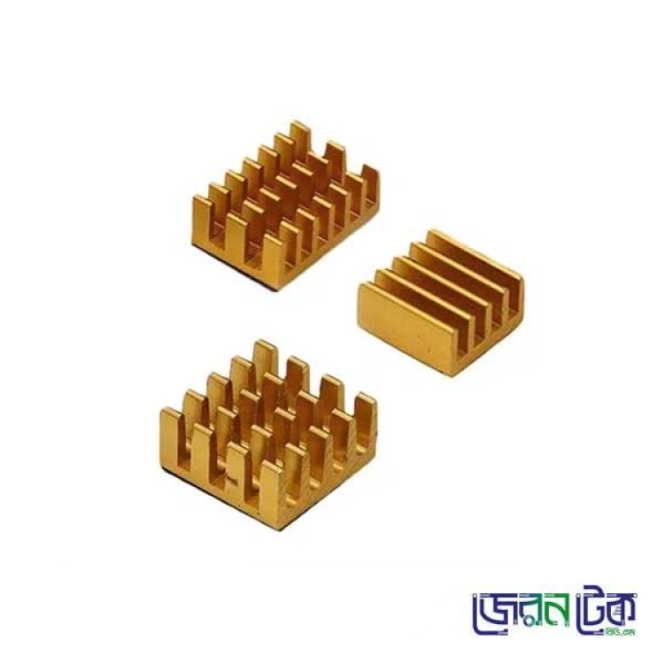 Gold 3 in 1 Heat Sink Set Aluminum for Raspberry Pi 4B