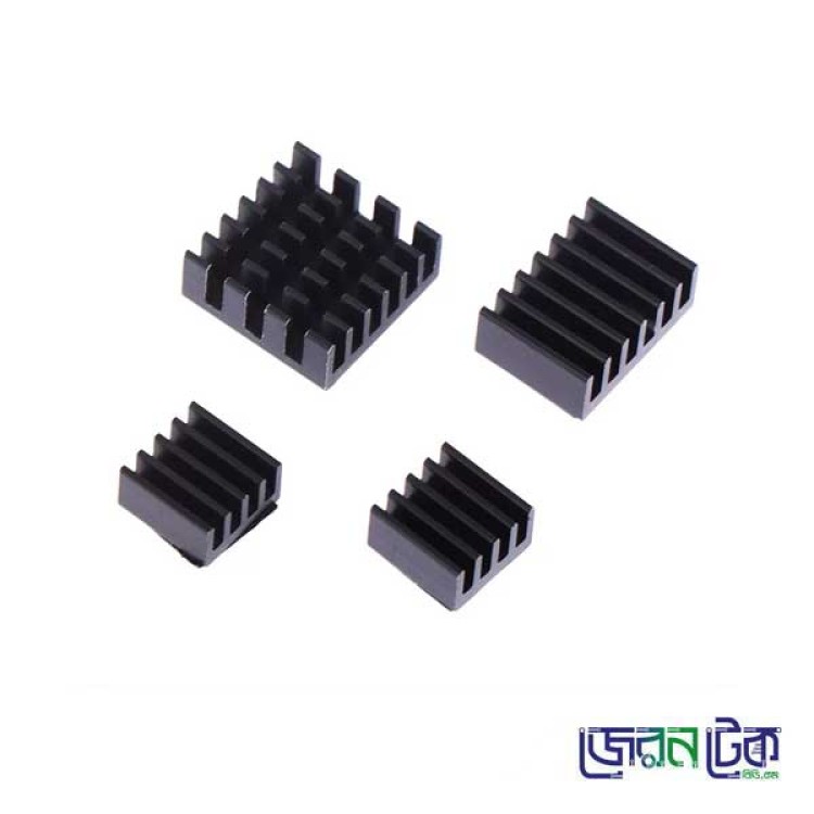 Black 4 in 1 Heat Sink Set Aluminum for Raspberry Pi 4B