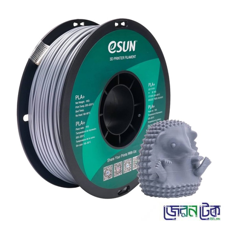 PLA+ 1.75mm 3D Printing Filament-eSUN-Gray Color 1kg-Coil.