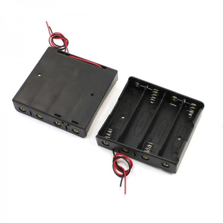 18650 Battery 3.7V Clip Holder Box Case Black _4 Battery Chamber