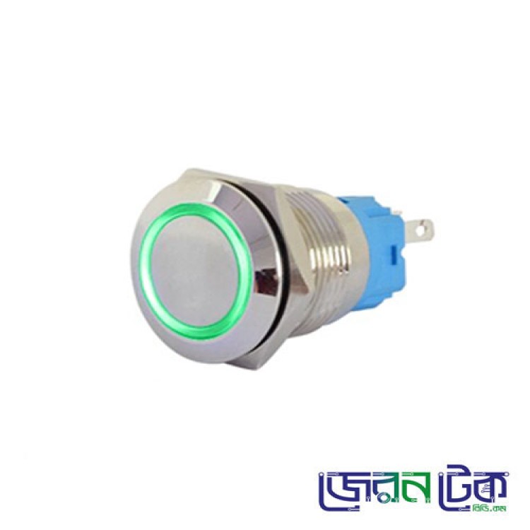 16mm Metal Push Button Switch Stainless Steel Green LED