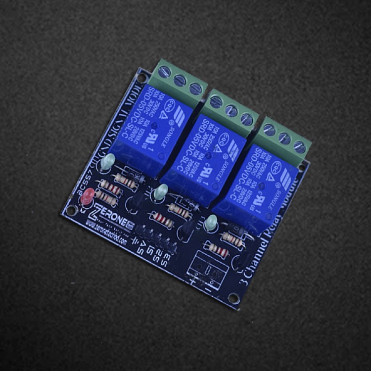 3 Channel 5Volt Relay Module-Developed by ZerOne Tech.