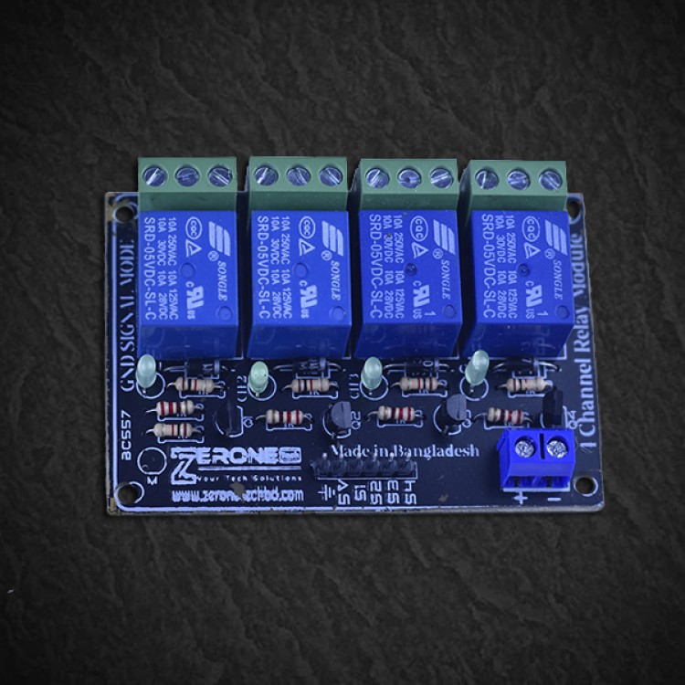 4 Channel 5Volt Relay Module-Developed by ZerOne Tech.