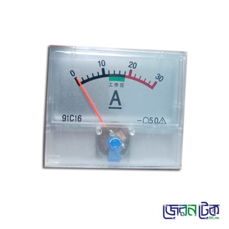 Mini Analog DC Ampere Meter 91C16-DC 0-30A  DC Panel Analog Ampere Meter.