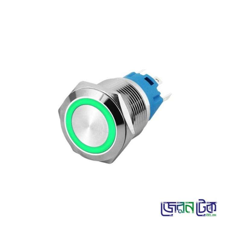 20mm Metal Push Button Switch Stainless Steel Green LED